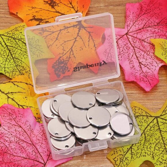 Small Round Stainless Steel Flat Blank Stamping Tag Pendants Mini Discs for Brac - Picture 5 of 5